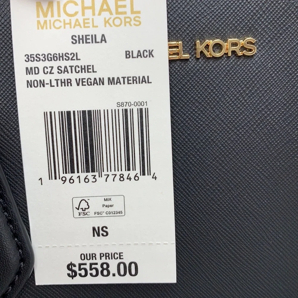 MICHAEL KORS SHEILA MEDIUM CENTER ZIP SATCHEL / CROSSBODY BLACK COLOR